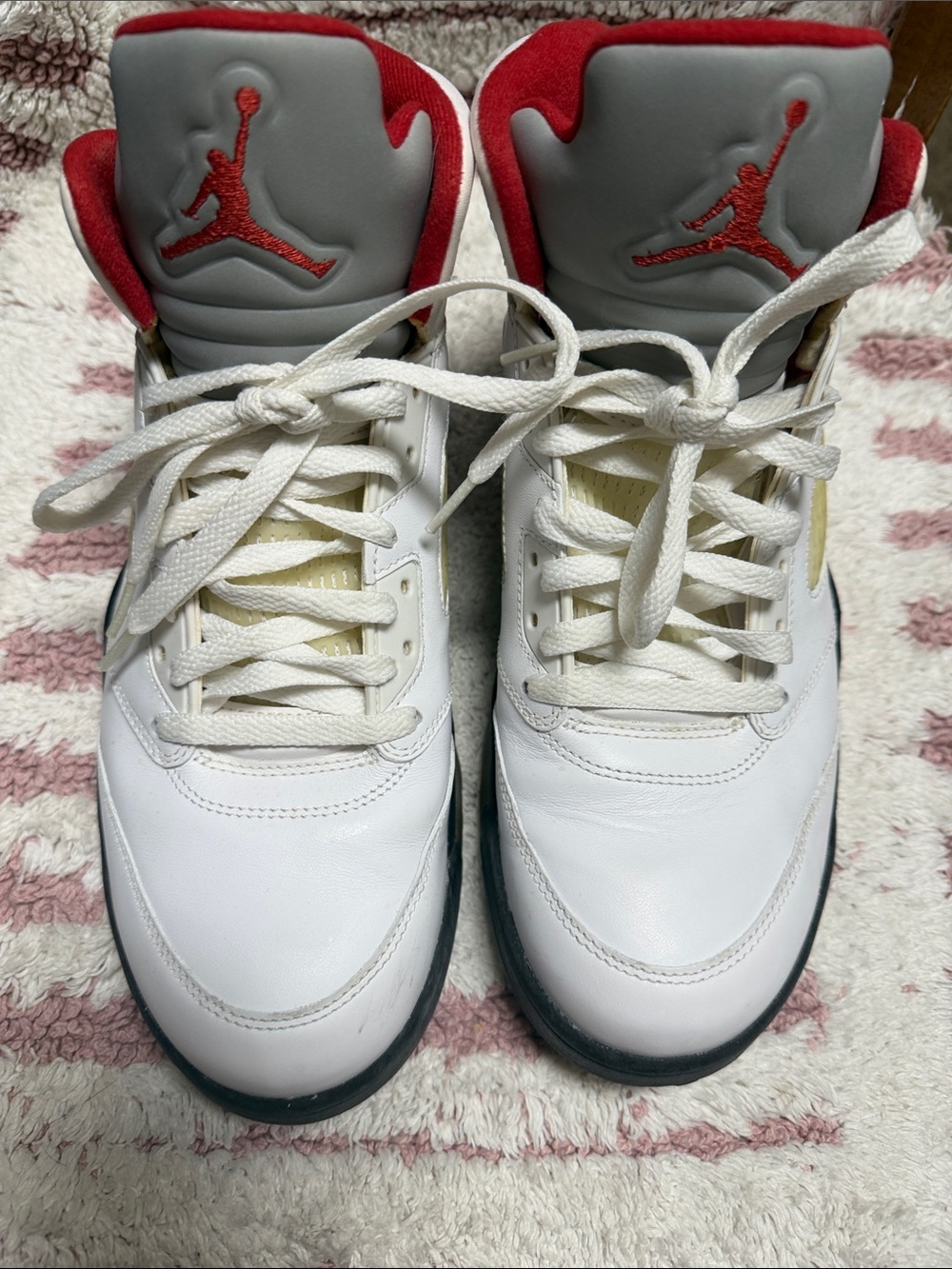 Jordan White and Red High-Top Basketball Sneakers
